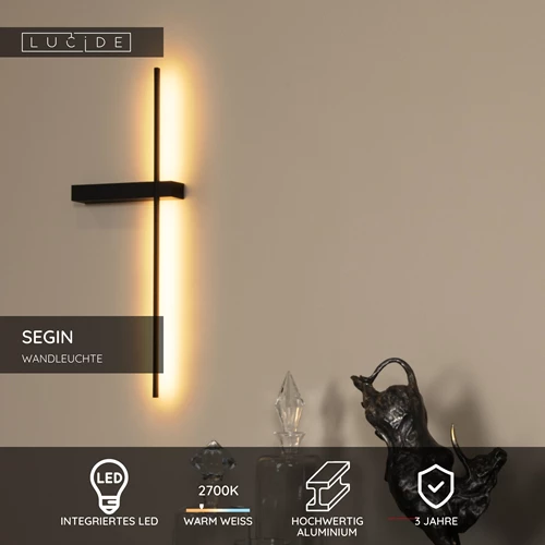 Lucide SEGIN - Wandleuchte - LED - 1x6W 2700K - Schwarz - USP